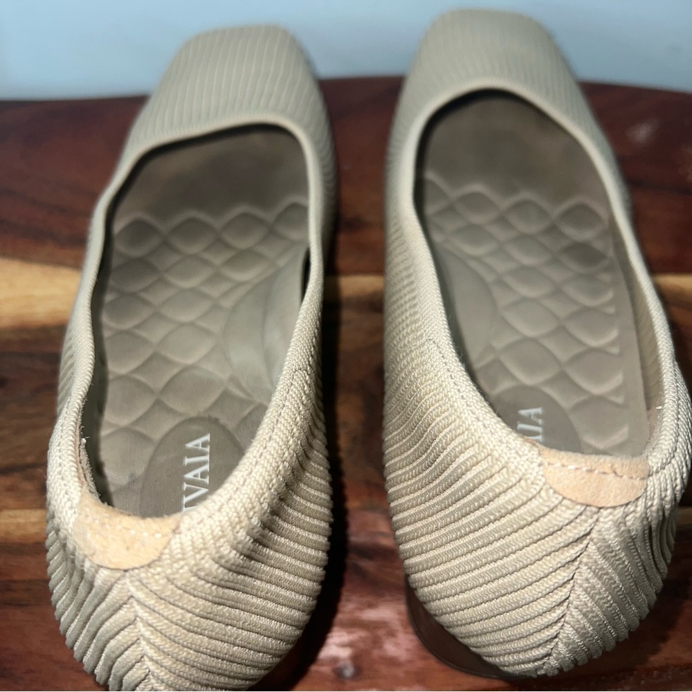 VIVAIA Knit Square Toe Block Heel Pumps Beige Sustainable Comfort Heels 39.5 - Picture 6 of 8